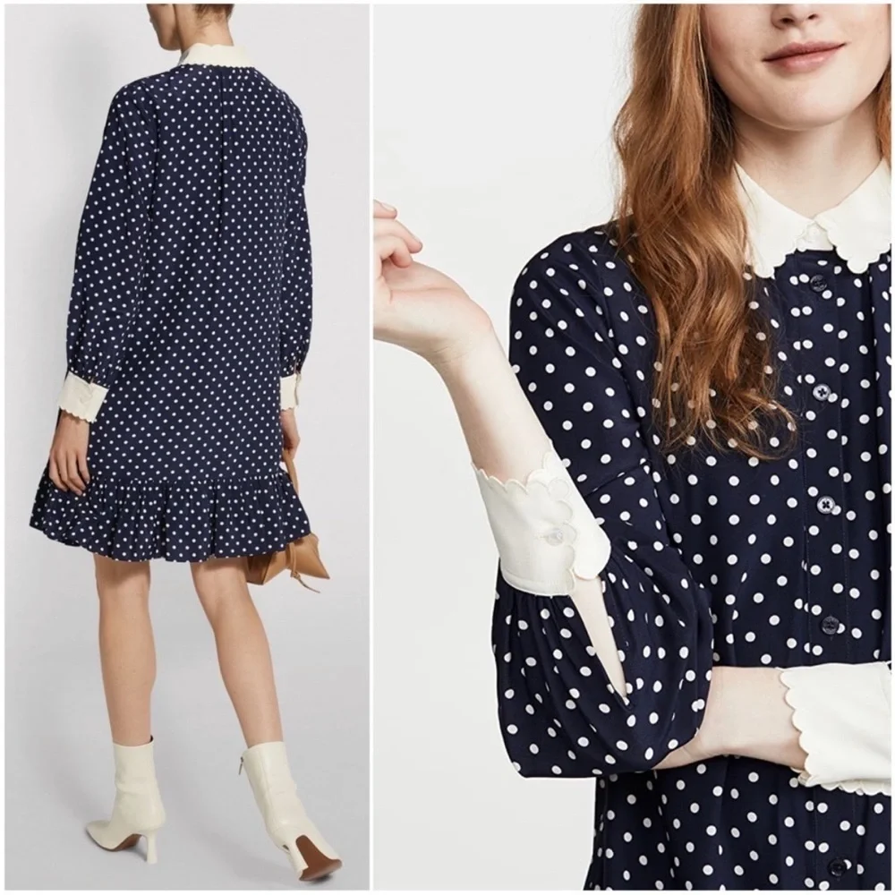 Tory Burch Dress Cora Polka Dot Shirt Dress Silk